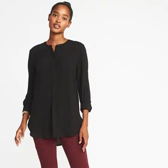 Old Navy Tops - Old Navy Black Popover Tunic Blouse, Size L